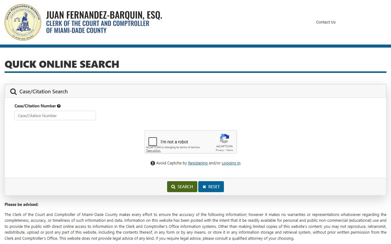 Miami-Dade QOS Online Case Search portal for Miami court records