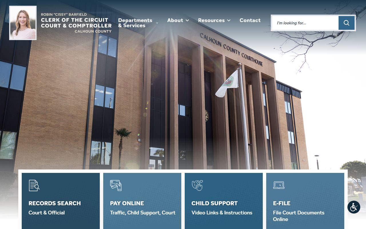 Calhoun County Clerk of Court homepage for court records