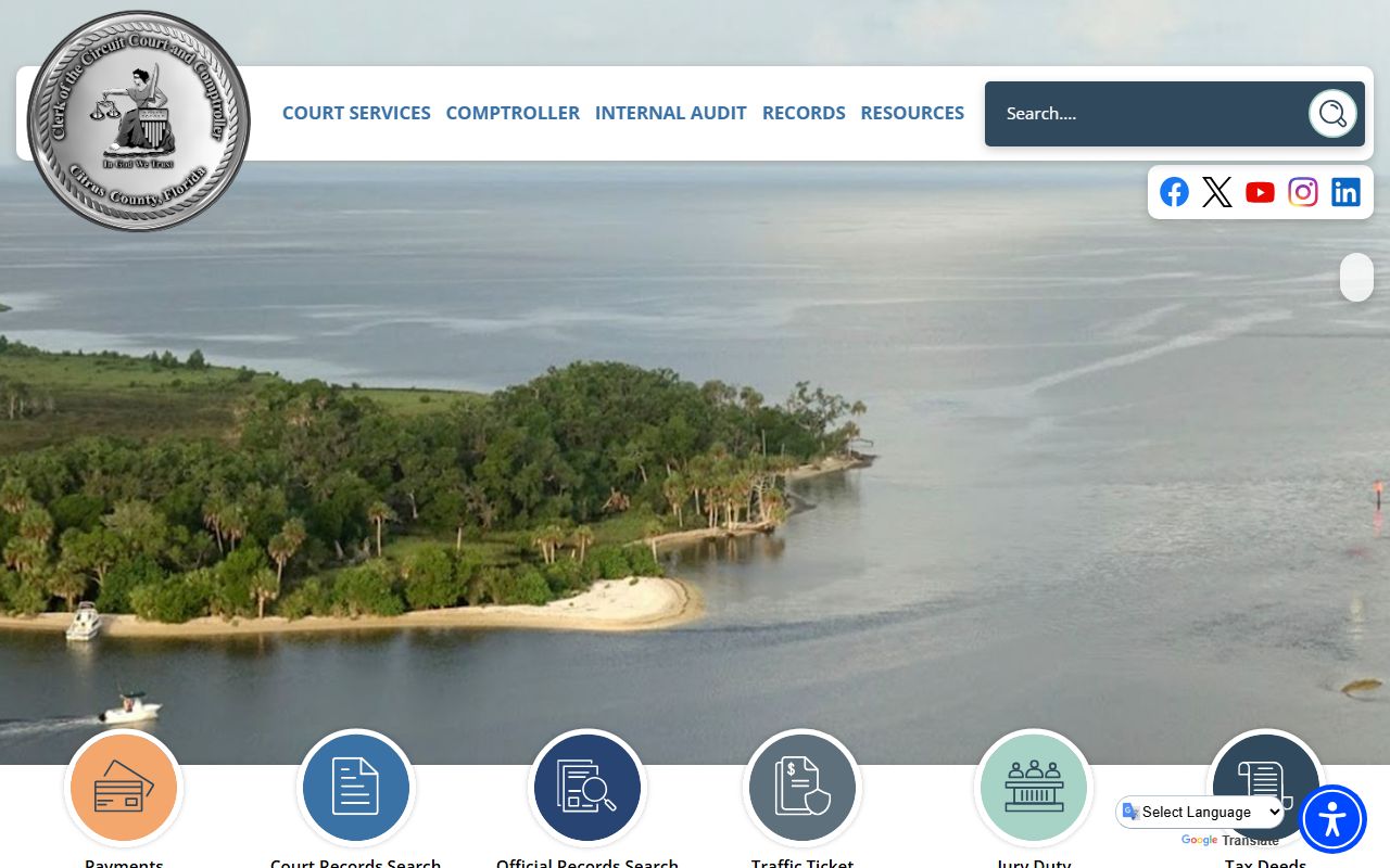 Citrus County Clerk of Court homepage for court records