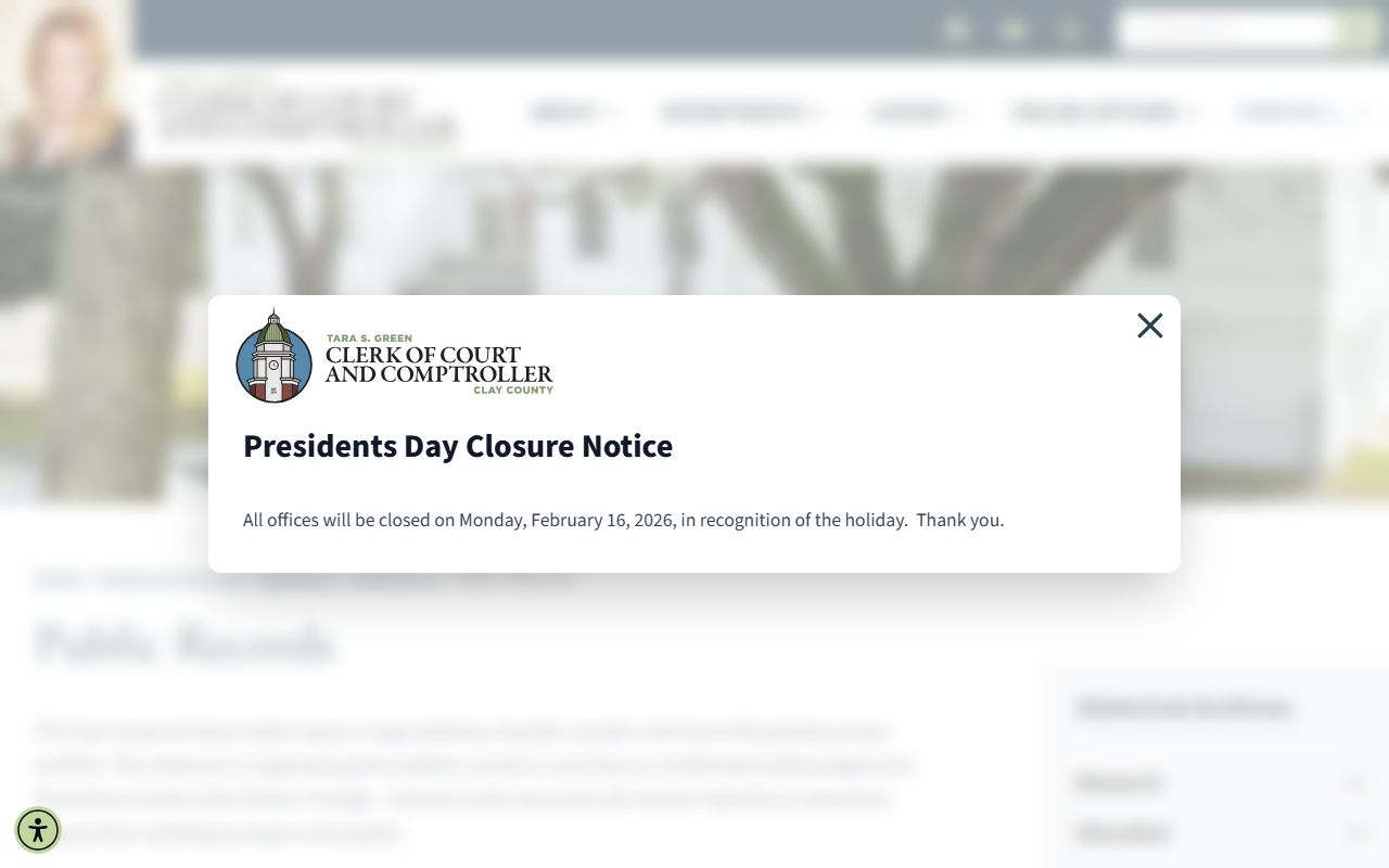 Clay County historical archives and public records collection for court records research