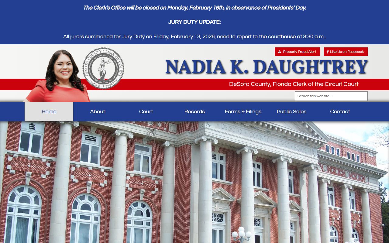 DeSoto County Clerk of Court homepage for court records search