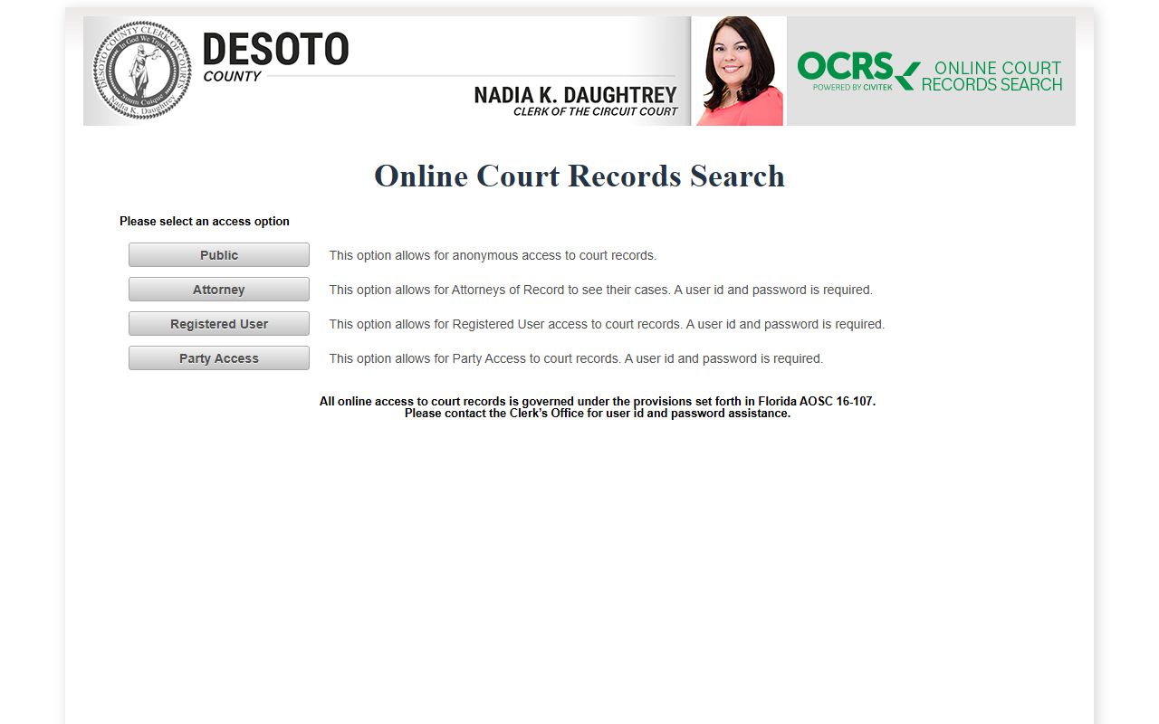 CiviTek online court records portal for Dixie County case search