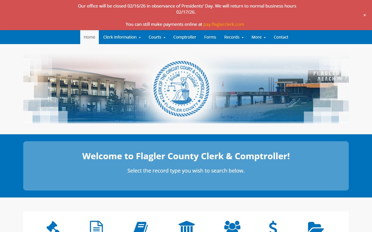 Flagler County Clerk of Court homepage for court records and case search