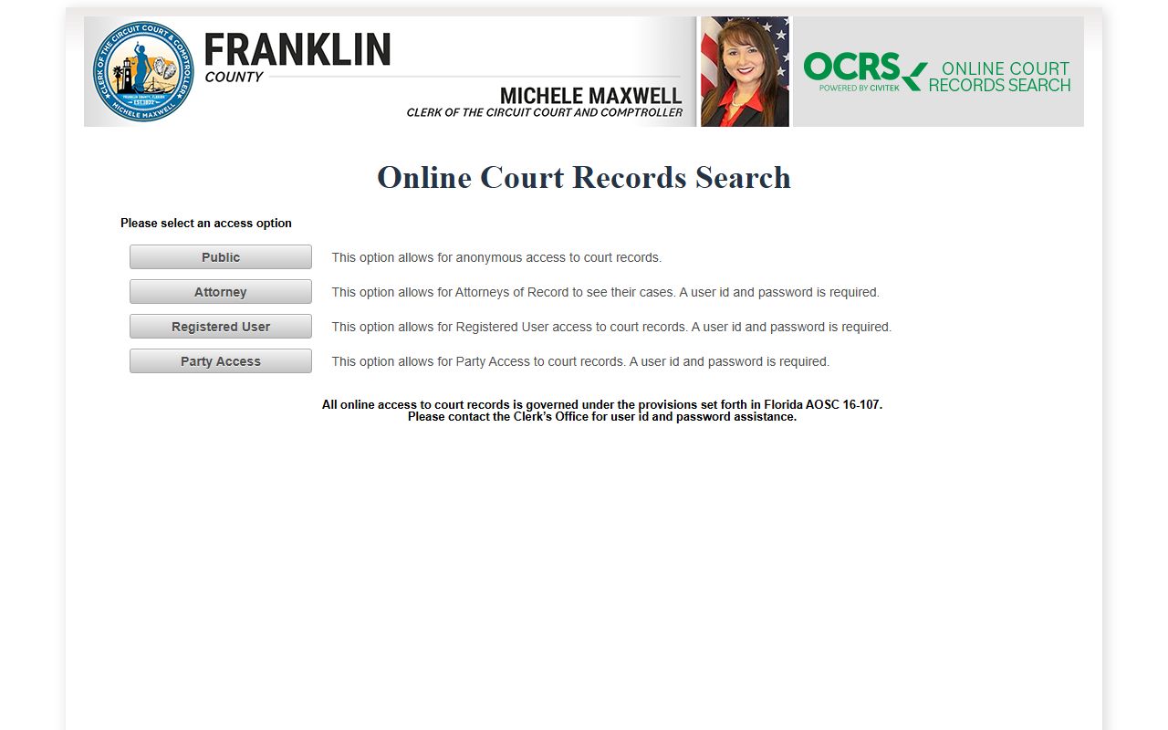 CiviTek online court records portal for Gadsden County