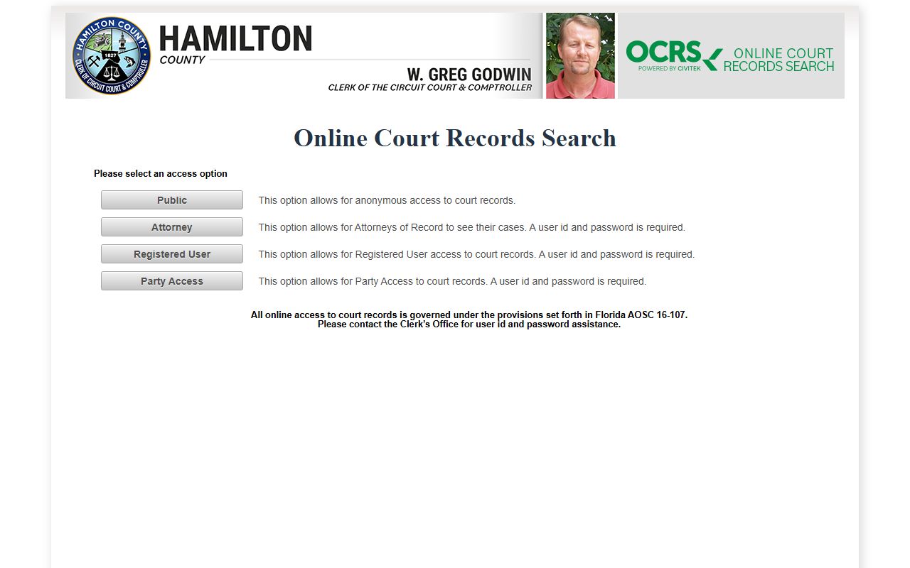 Hamilton County CiviTek online court records search portal