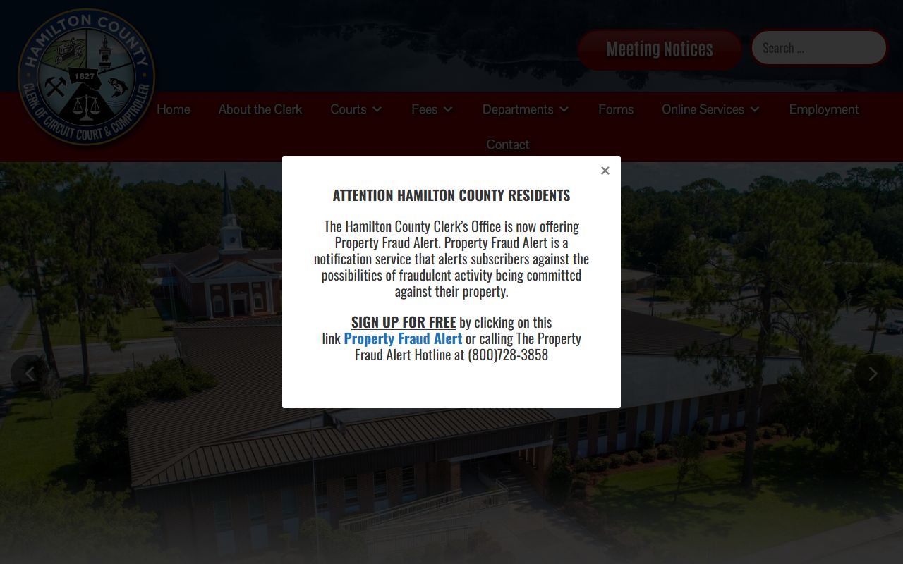 Hamilton County Clerk of Court homepage for court records