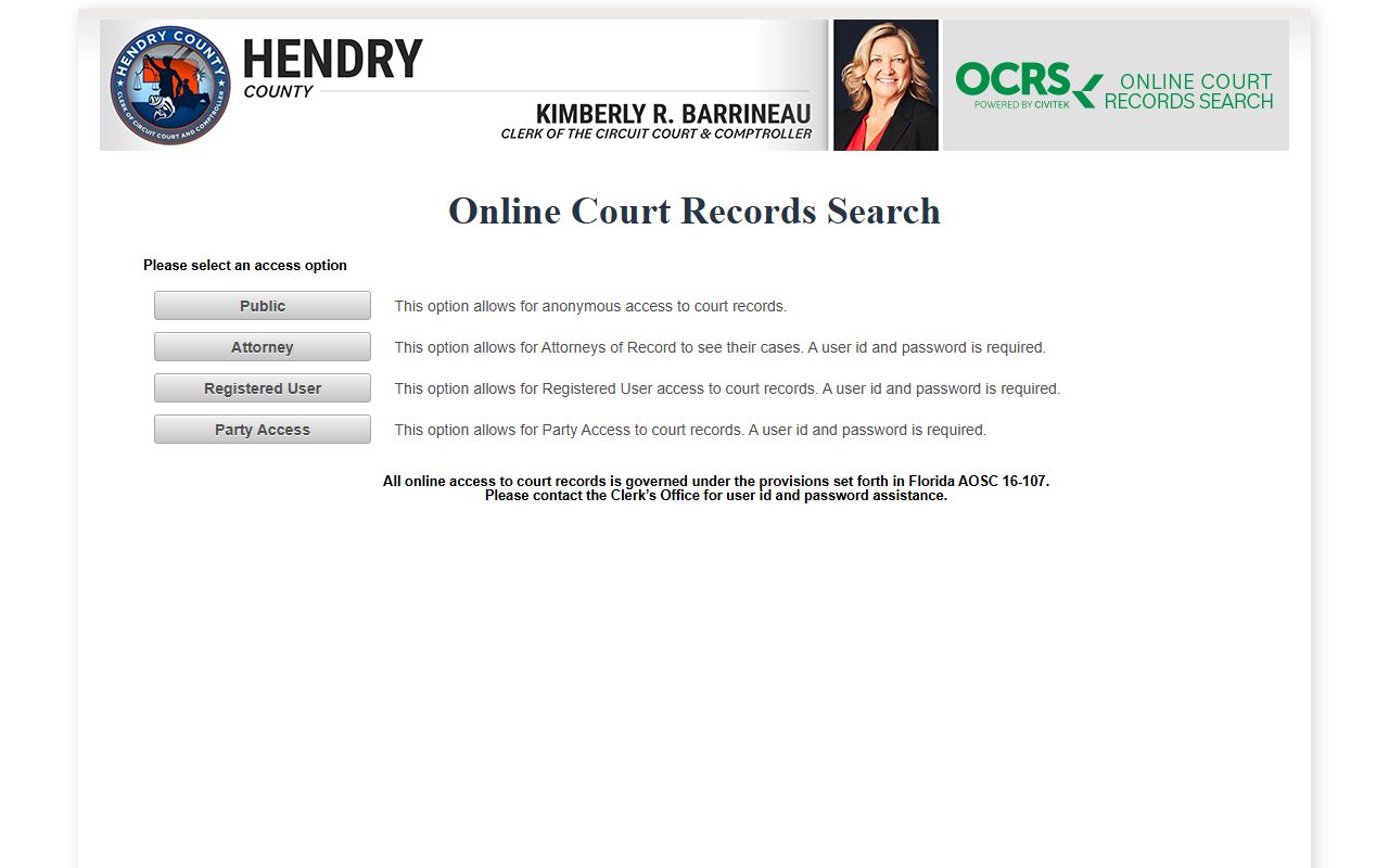 Hendry County CiviTek online court records search