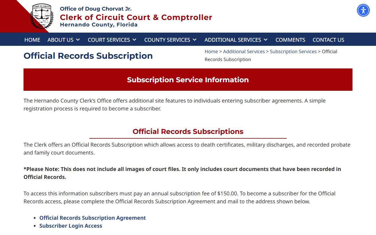 Hernando County official records search portal