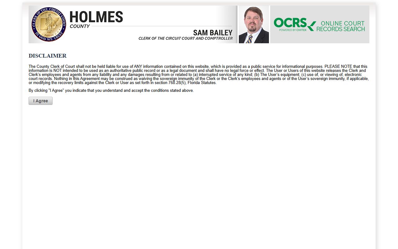 Holmes County CiviTek online court records search portal