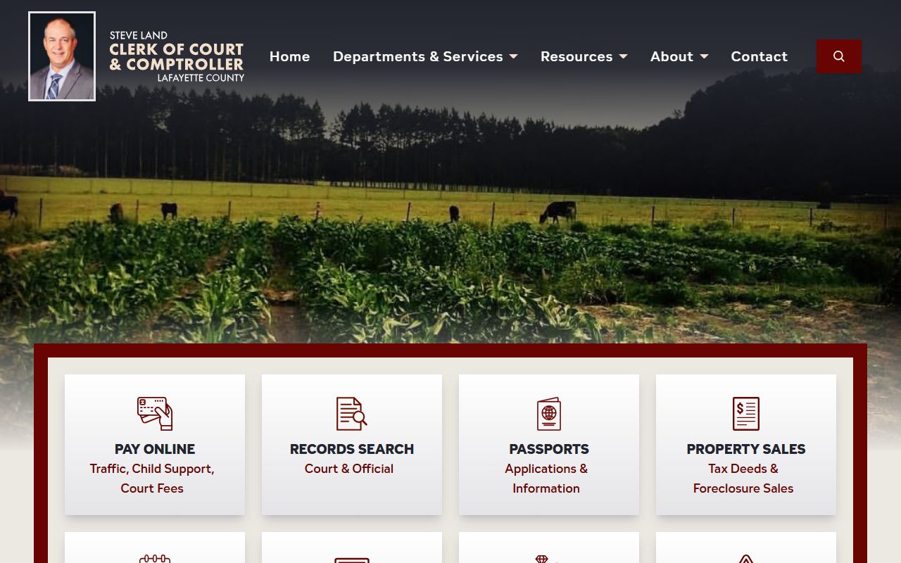 Lafayette County Clerk of Court homepage for court records