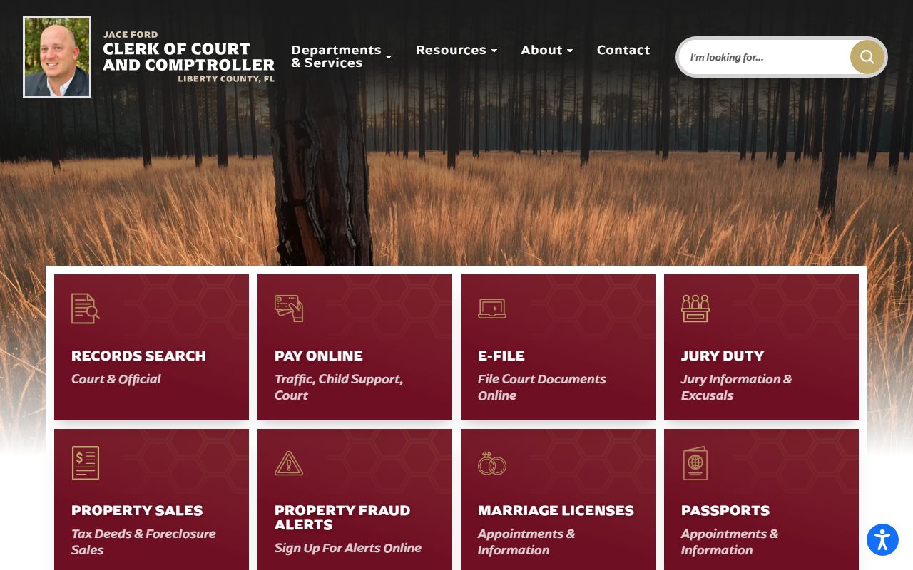 Liberty County Clerk of Court homepage for court records