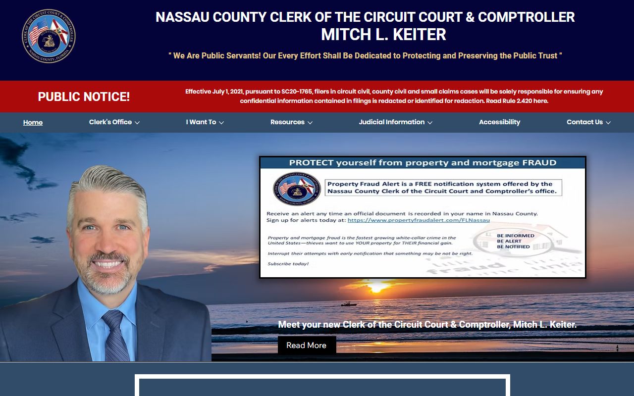 Nassau County Clerk of Court homepage for court records