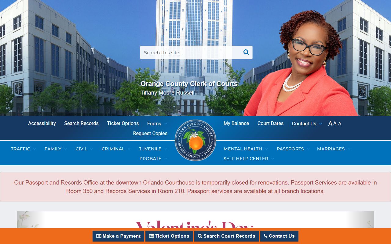 Orange County Clerk of Courts contact information for court records