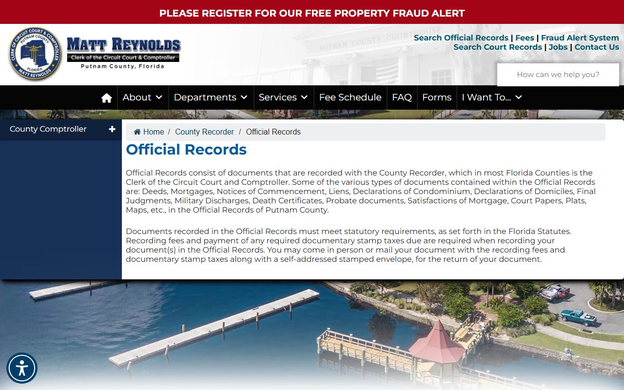 Putnam County official records search for property documents