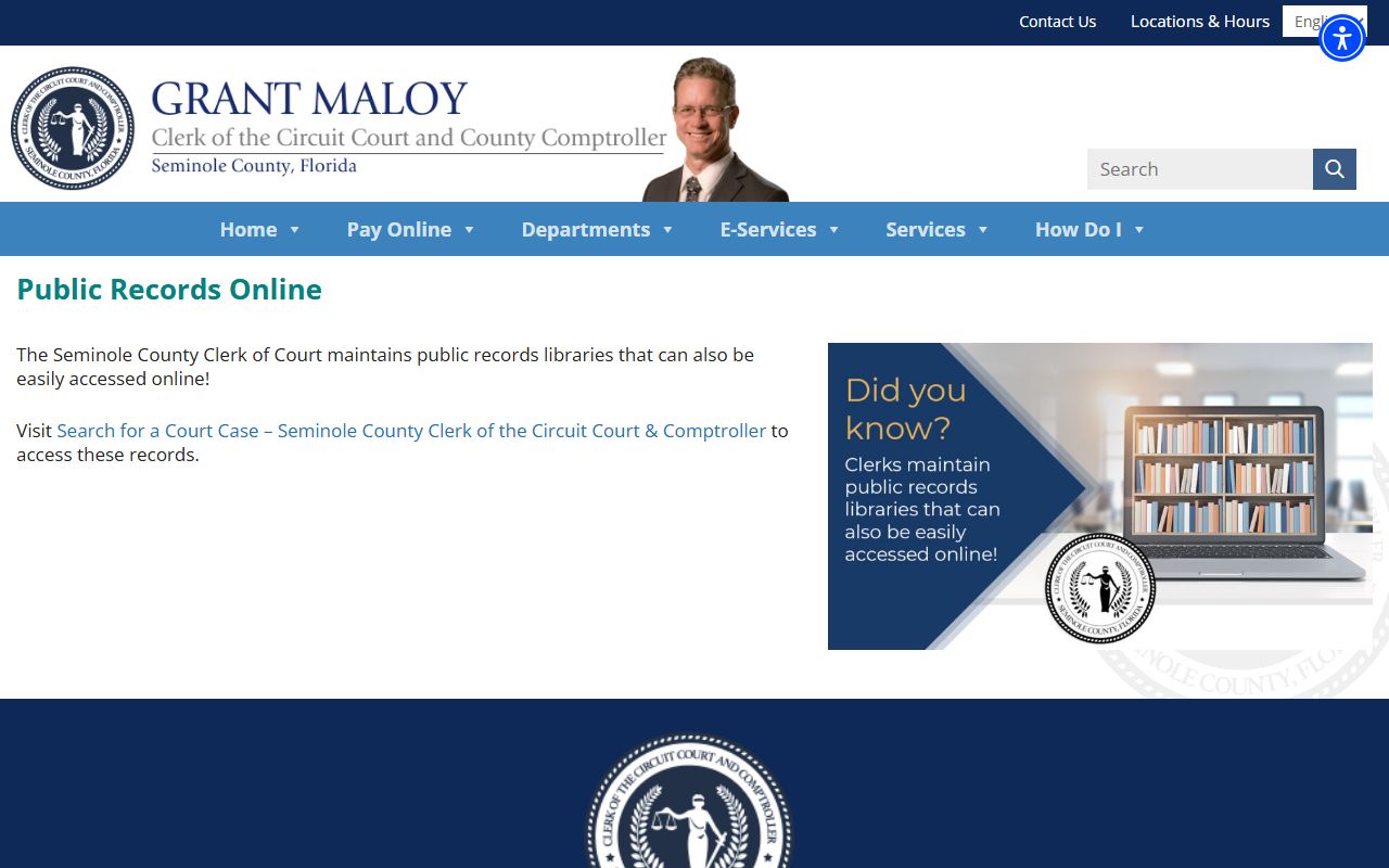 Seminole County public records online portal for court records