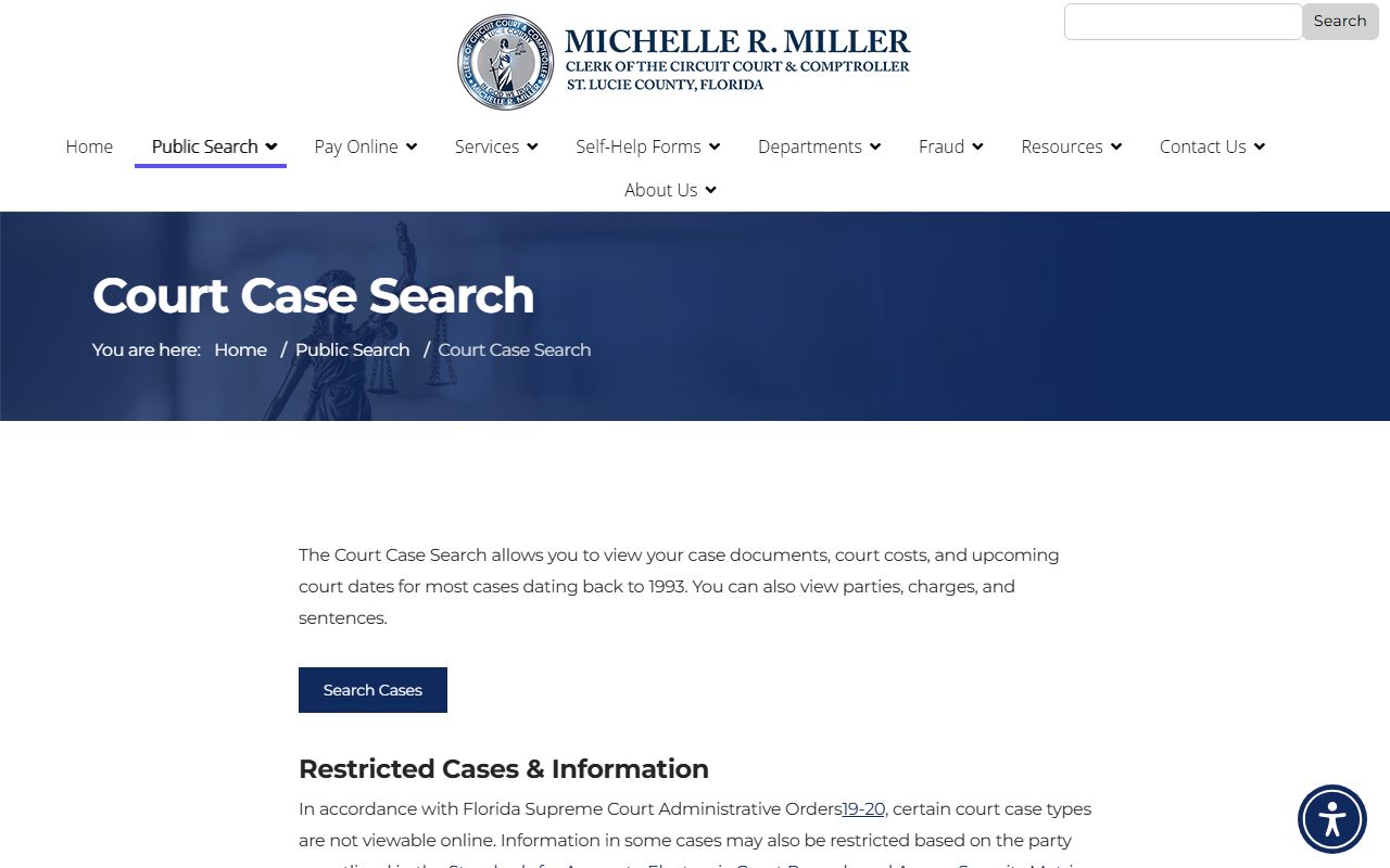 St. Lucie County court case search portal for court records lookup