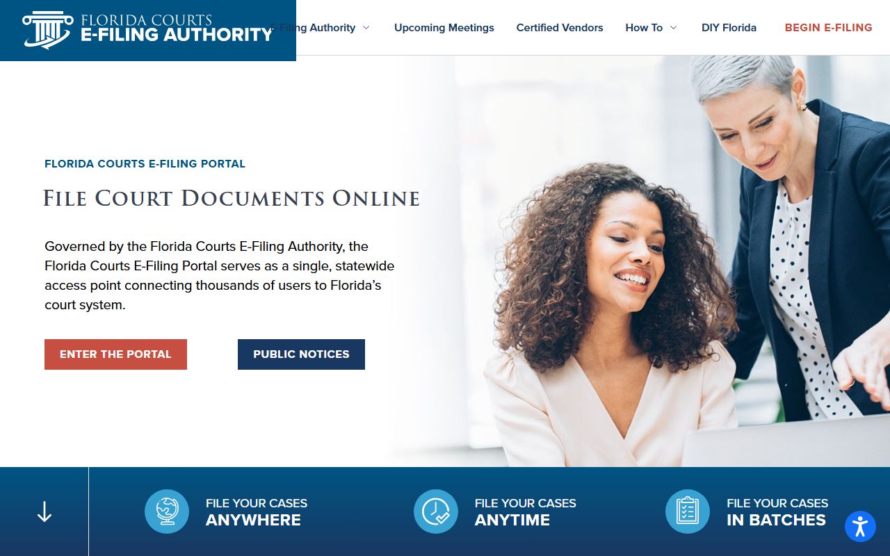 Florida Courts E-Filing Portal for court document submissions